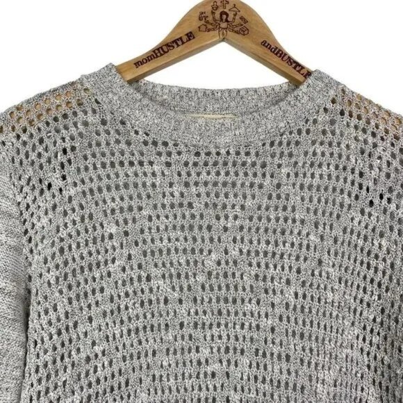 MIAMI WOMEN'S MARBELED BLACK & WHITE LONG SLEEVE CROCHET KNIT‎ SWEATER MEDIUM - Picture 3 of 6